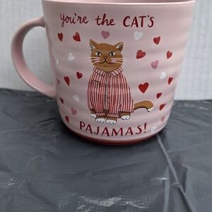 Charming Pink Cat Mug with Heart Design